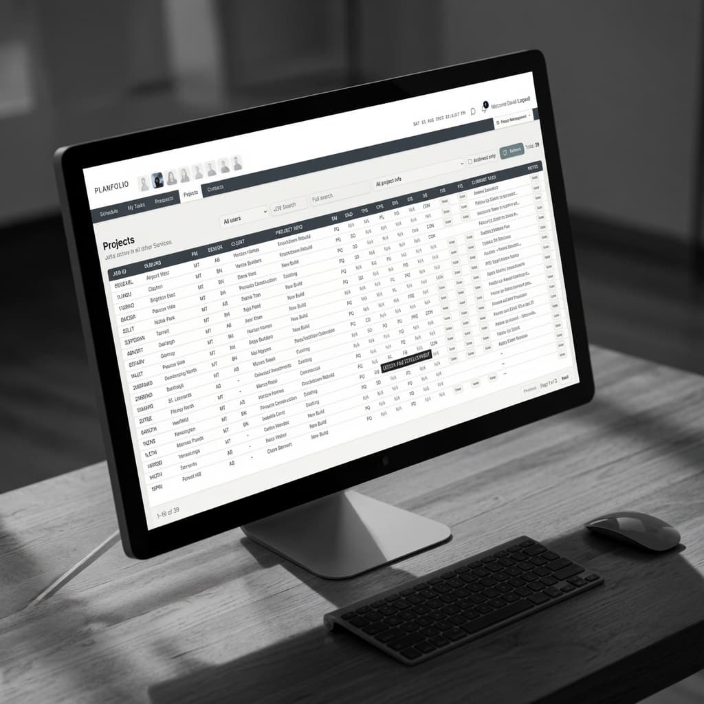 Planfolio project management on a desktop workstation
