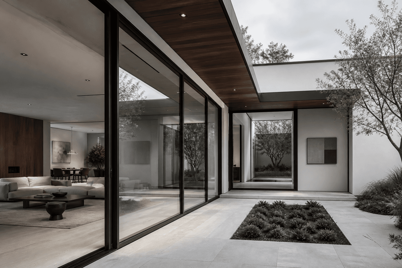 Modern custom home interior with staircase and natural light